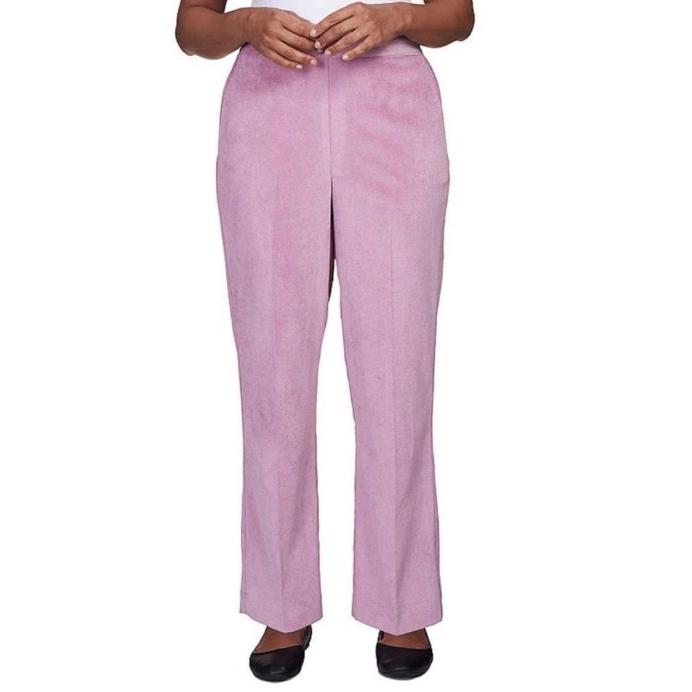 Alfred Dunner Pants Sz14 Corduroy Flat Front Comfort Waist Pockets Closet Staple